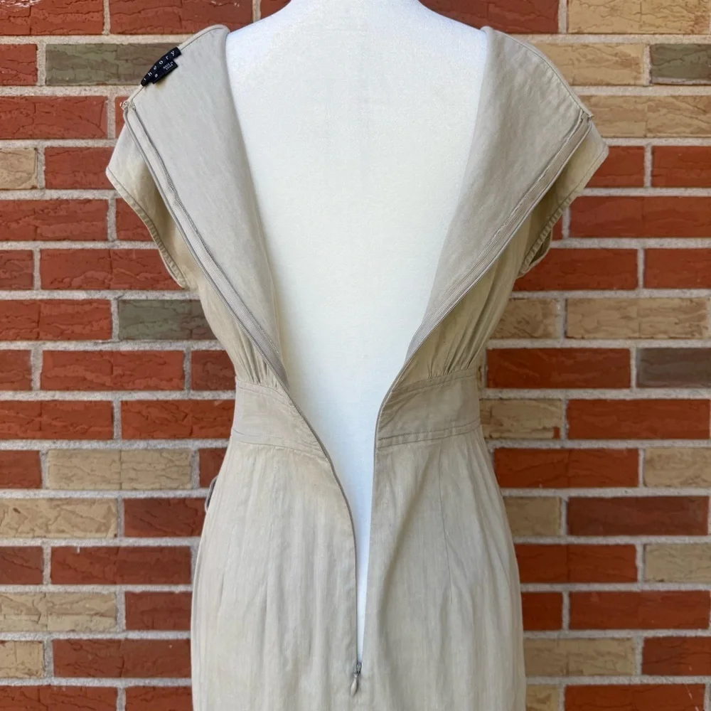 Theory Linen Cream Short Sleeve Midi Dress 👗